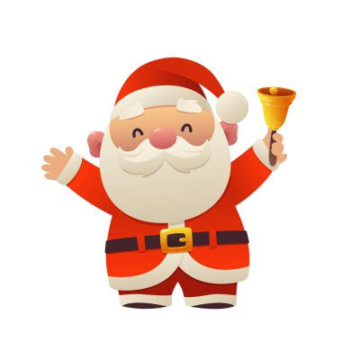 Çizgi film Noel Baba bell için Your Noel ve yeni yıl tebrik izole tasarım ile