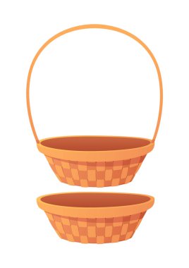 Beyaz arka planda izole sevimli boş karikatür sepeti