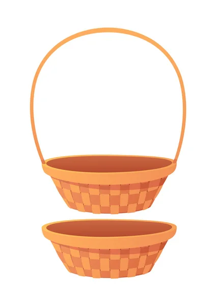 Cute empty cartoon basket isolated on white background — Stock Vector