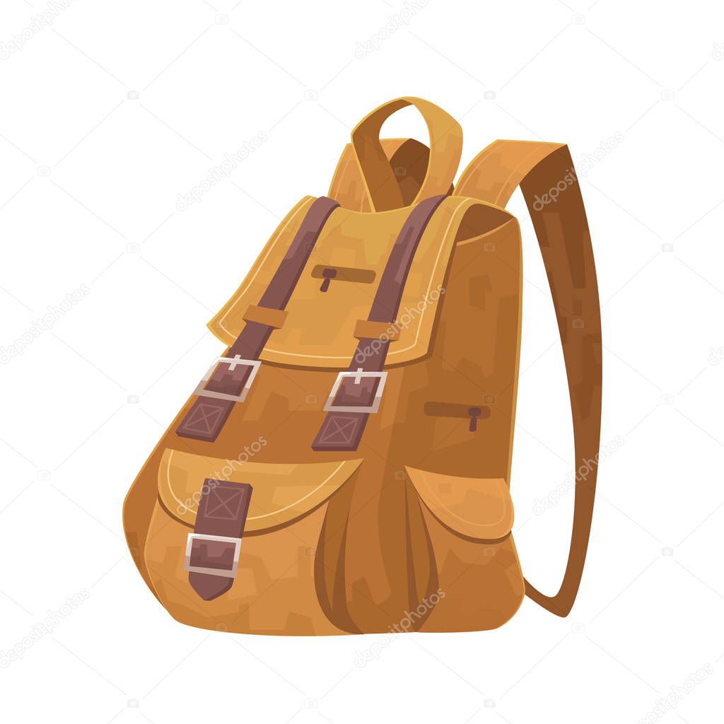 Cartoon Travel backpack on white background vector