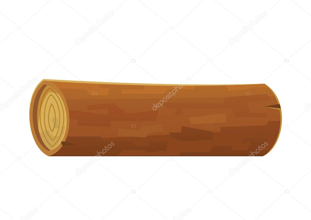 Cartoon wood log isolated on white background