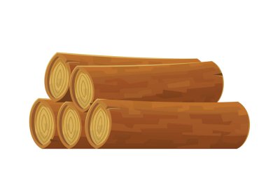 Beyaz arka planda izole karikatür ahşap log