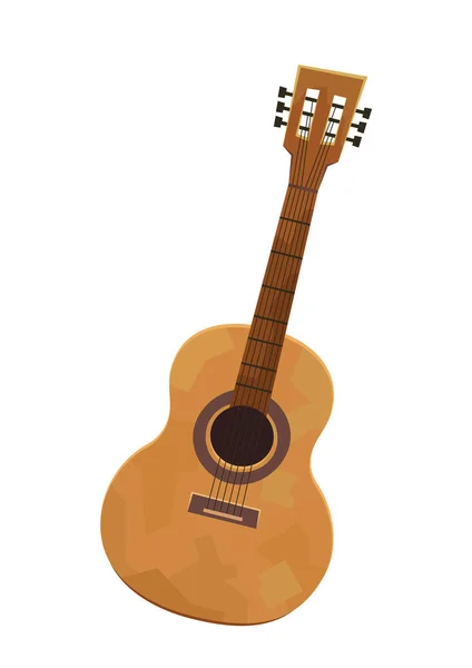 Vector de guitarra acústica en estilo de dibujos animados aislado — Vector de stock