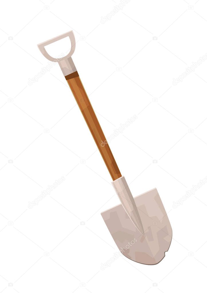 Cartoon shovel isolated on white background for games and web design