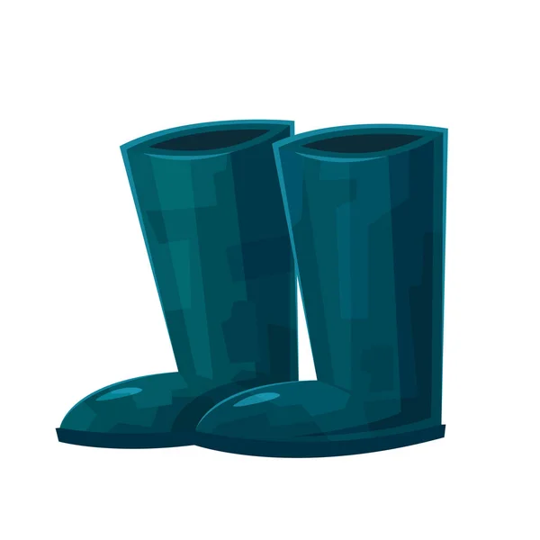 Blue waterproof rubber boots isolated on white background — Stock Vector