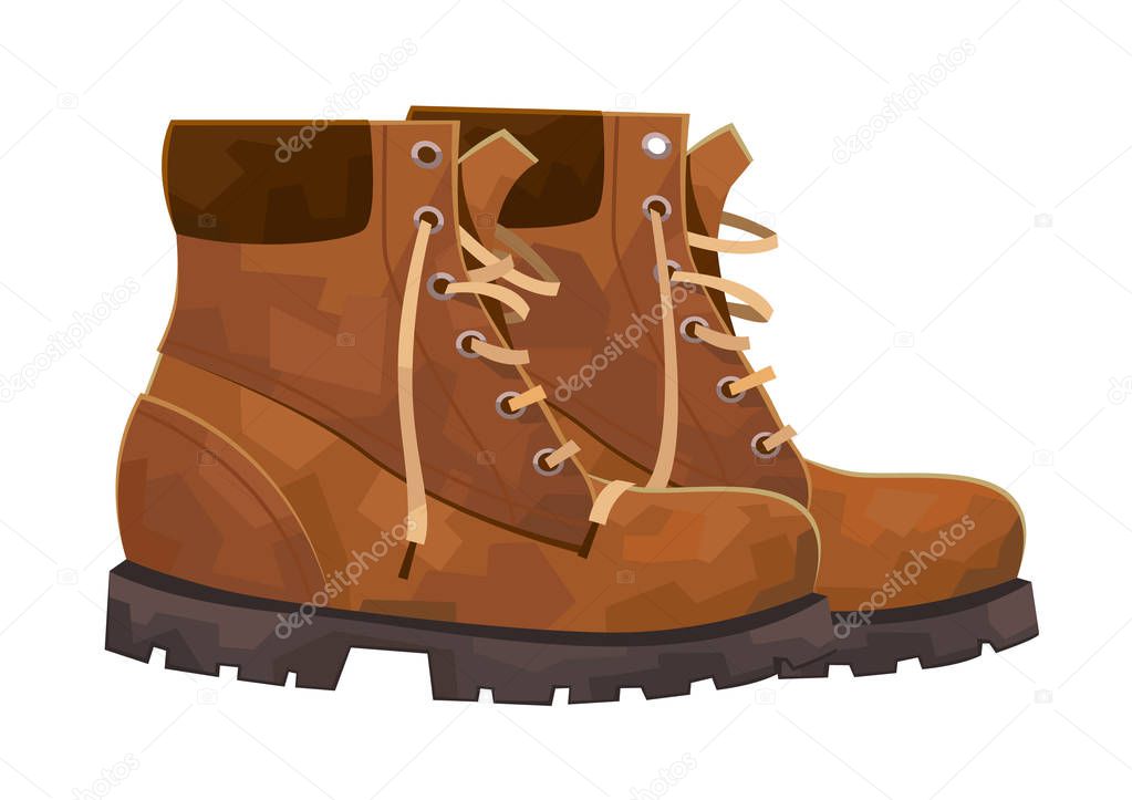 Hiking boots mountain shoes isolated on white background