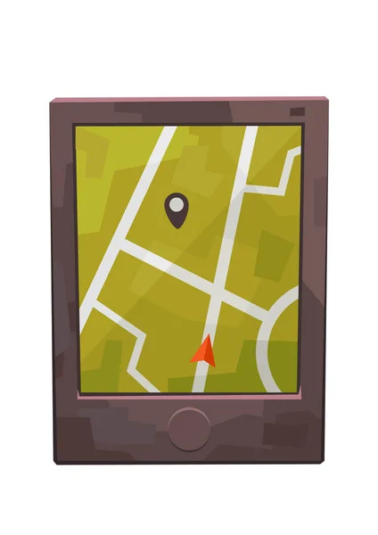 Interface do navegador gps com pino de mapa e lugar — Vetor de Stock