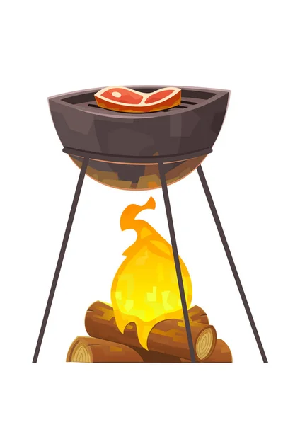 烧烤和烧烤插图烧烤与肉 — 图库矢量图片