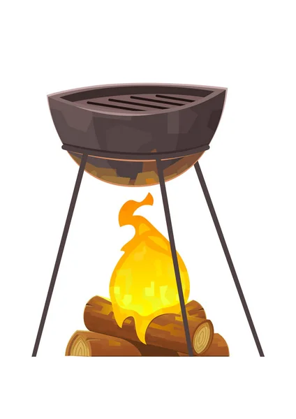 Barbacoa y parrilla aisladas sobre fondo blanco — Vector de stock