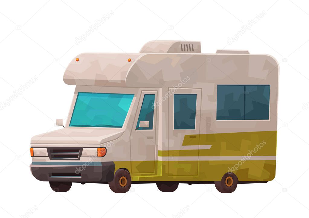 Travelling camping car isolated on white background