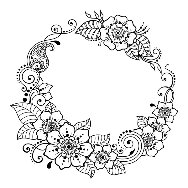 Kreisförmiges Muster Form Von Mandala Für Henna Mehndi Tätowierung Dekorationsrahmen — Stockvektor