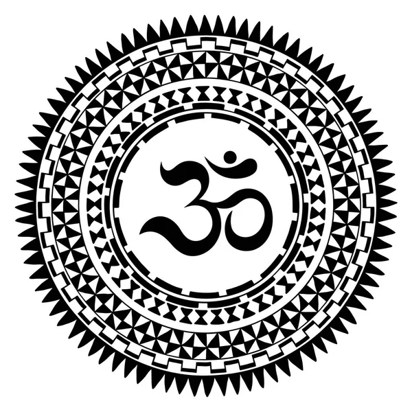 Patrón Circular Forma Mandala Con Símbolo Mantra Los Ornamentos Tradicionales — Vector de stock