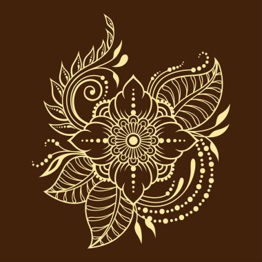 Mehndi kına çizim ve dövme için çiçek deseni. Etnik oryantal, Hint tarzında.