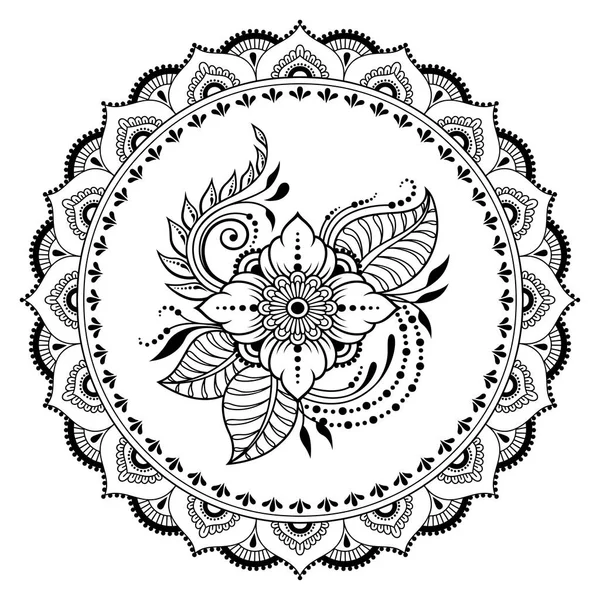 Modello Circolare Forma Mandala Henna Mehndi Tatuaggio Decorazione Ornamento Decorativo — Vettoriale Stock