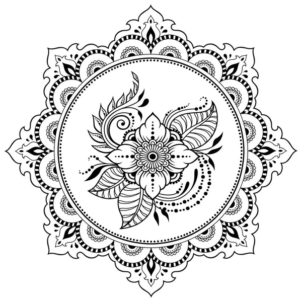 Modelul Circular Sub Formă Mandală Pentru Henna Mehndi Tatuaj Decorare — Vector de stoc