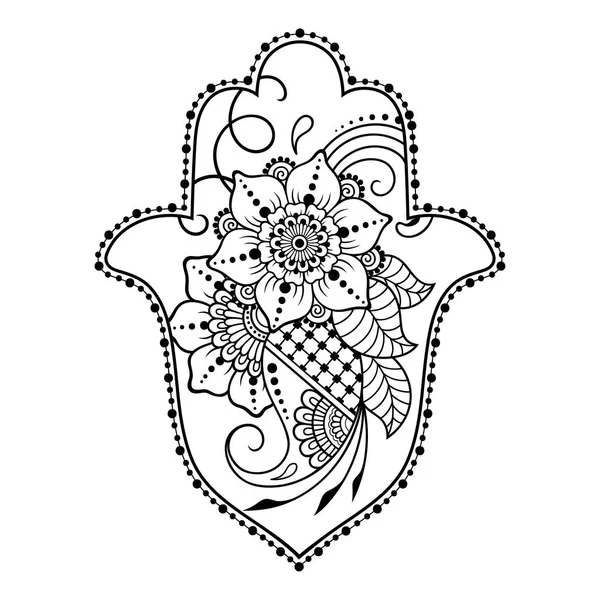 Hamsa Χέρι Συντάσσονται Σύμβολο Από Λουλούδι Διακοσμητικό Μοτίβο Ανατολίτικο Στιλ — Διανυσματικό Αρχείο
