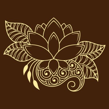 Mehndi kına çizim ve dövme için çiçek deseni. Etnik oryantal, Hint tarzında.