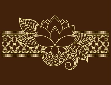 Mehndi kına çizim ve dövme için çiçek deseni. Etnik oryantal, Hint tarzında.