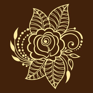 Mehndi rosa çiçek deseni kına çizim ve dövme için. Etnik oryantal, Hint tarzında.