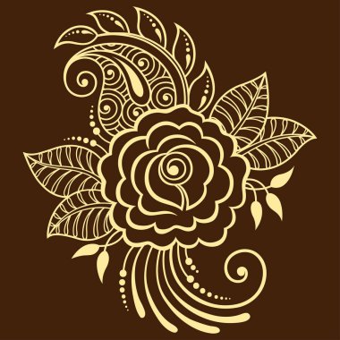 Mehndi rosa çiçek deseni kına çizim ve dövme için. Etnik oryantal, Hint tarzında.