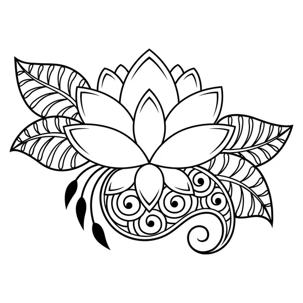 Padrão Flor Mehndi Para Desenho Tatuagem Henna Decoração Estilo Étnico —  Vetores de Stock