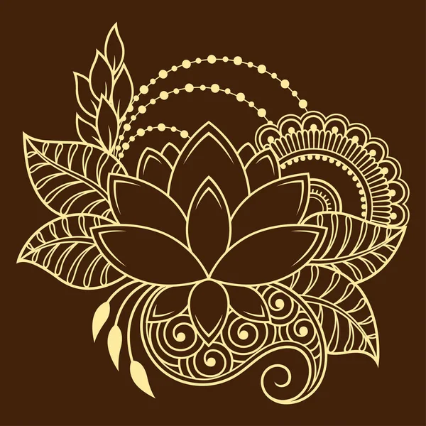 Mehndi Flower Pattern Henna Drawing Tattoo Decoration Ethnic Oriental Indian — Stock Vector