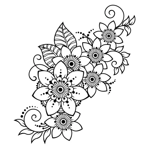 Mehndi Kwiatki Dla Henna Rysunku Tatuaż Dekoracja Stylu Etnicznym Orientalne — Wektor stockowy