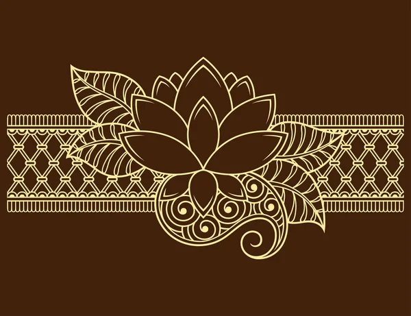 Padrão Flor Mehndi Para Desenho Tatuagem Henna Decoração Estilo Étnico —  Vetores de Stock