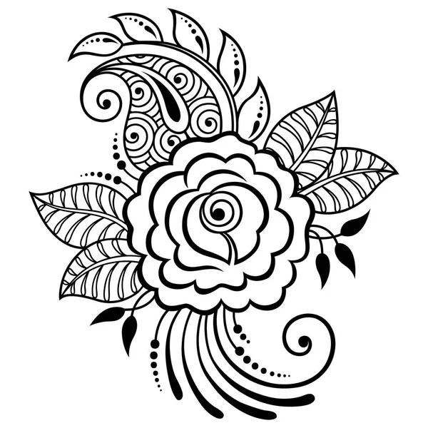 Padrão Flor Mehndi Rosa Para Desenho Tatuagem Henna Decoração Estilo — Vetor de Stock