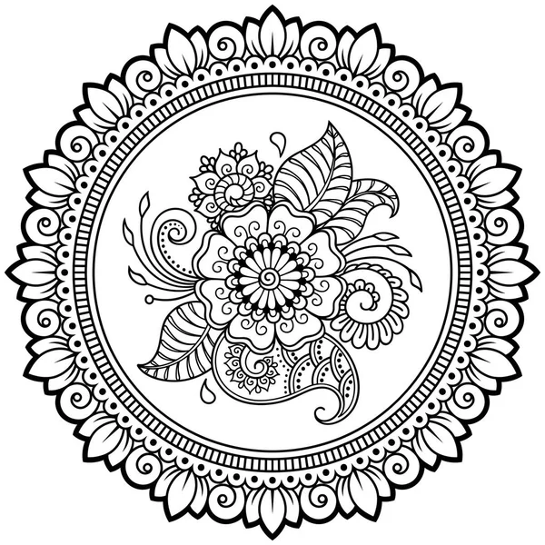 Κυκλικό Σχέδιο Μορφή Μαντάλα Για Henna Mehndi Τατουάζ Διακόσμηση Διακοσμητικό — Διανυσματικό Αρχείο