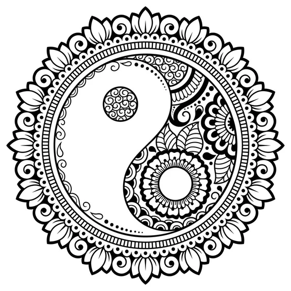 Kruhové Pole Formě Mandala Pro Henna Mehndi Tetování Zdobení Dekorační — Stockový vektor