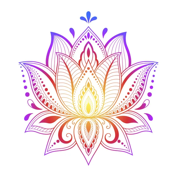 Patrón Floral Colorido Para Dibujo Mehndi Henna Símbolo Loto Dibujado — Archivo Imágenes Vectoriales