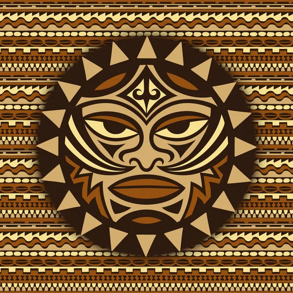 Maschera Simbolo Etnica Della Gente Maori Tiki Modello Senza Cuciture — Vettoriale Stock