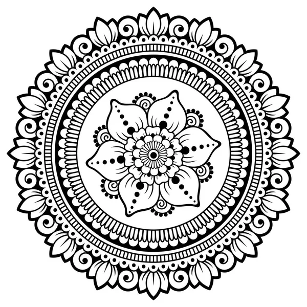 Circulair Patroon Vorm Van Mandala Voor Henna Mehndi Tatoeage Decoratie — Stockvector