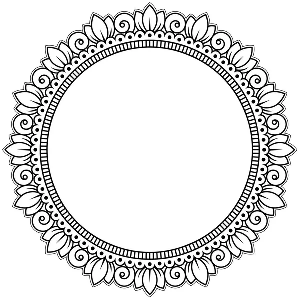 Henna, Mehndi, dövme, dekorasyon için mandala şeklinde dairesel desen. Etnik doğu tarzında dekoratif süs. Boyama kitabı sayfası.