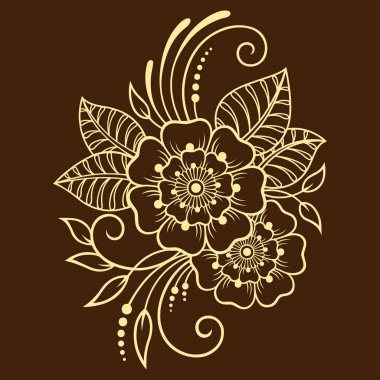 Mehndi kına çizim ve dövme için çiçek deseni. Etnik oryantal, Hint tarzında.