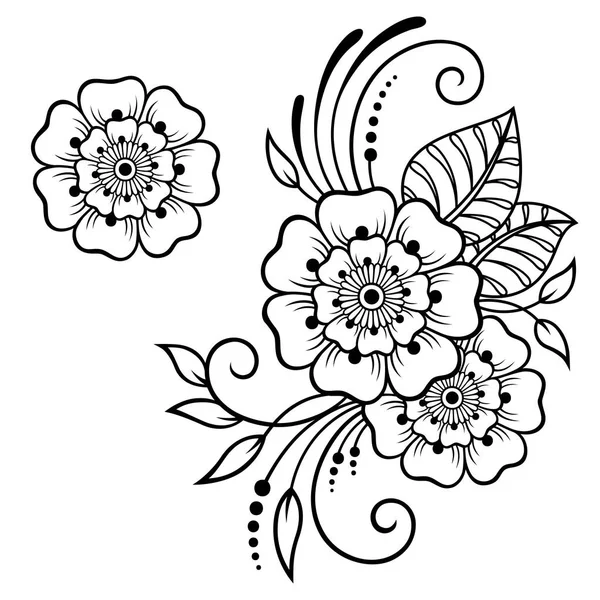 Mehndi çiçek deseni kına çizim ve dövme için kümesi. Etnik oryantal, Hint tarzında.