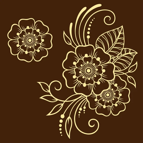 Mehndi çiçek deseni kına çizim ve dövme için kümesi. Etnik oryantal, Hint tarzında.