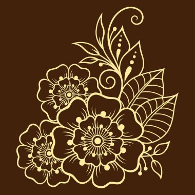 Mehndi kına çizim ve dövme için çiçek deseni. Etnik oryantal, Hint tarzında.