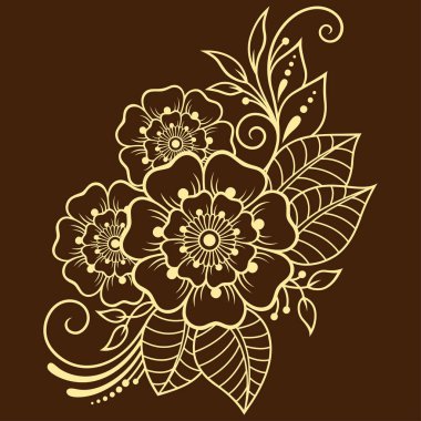 Mehndi kına çizim ve dövme için çiçek deseni. Etnik oryantal, Hint tarzında.