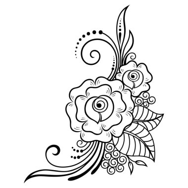 Mehndi kına çizim ve dövme için çiçek deseni. Etnik oryantal, Hint tarzında.