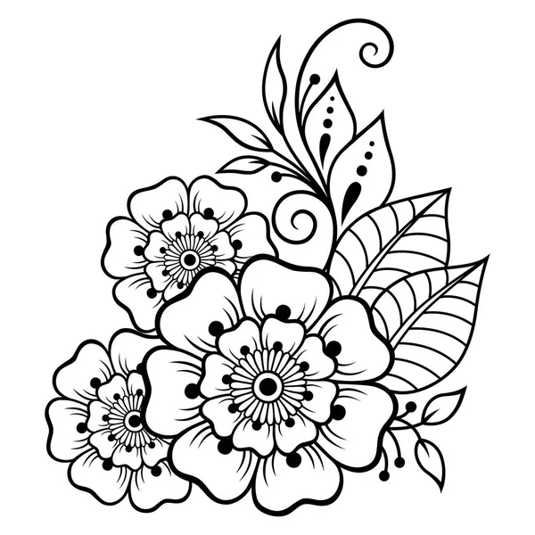 Modello Fiore Mehndi Disegno Tatuaggio Henna Decorazione Stile Etnico Orientale — Vettoriale Stock