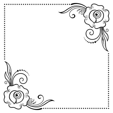 Kapakları için kitap, defter, tabut, dergi, kartpostal ve klasör dekorasyon için kına dövme dekoratif desenli stilize. Gül çiçek mehndi tarzında. Doğu geleneği çerçevesinde.