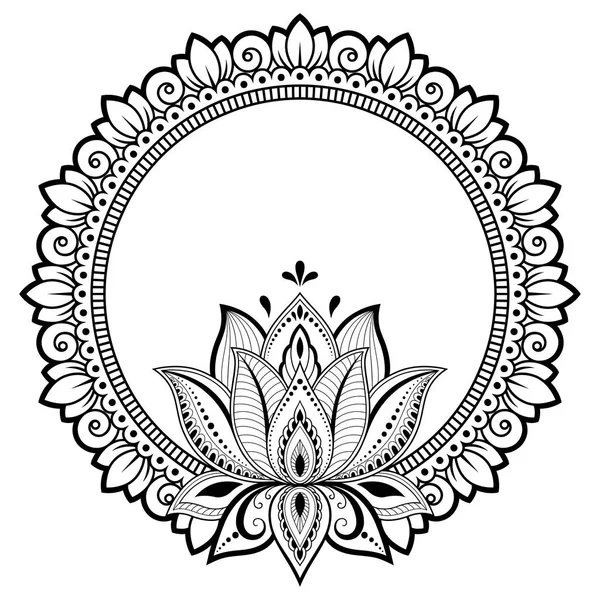 Patrón Circular Forma Mandala Para Henna Mehndi Tatuaje Decoración Marco — Vector de stock