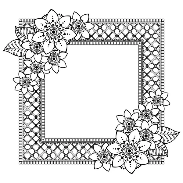 Marco Decorativo Con Flores Estilo Mehndi Diseñado Temas Orientales Patrón — Archivo Imágenes Vectoriales