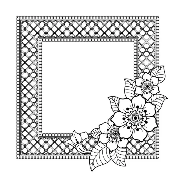 Cadre Décoratif Avec Des Fleurs Dans Style Mehndi Conçu Dans — Image vectorielle