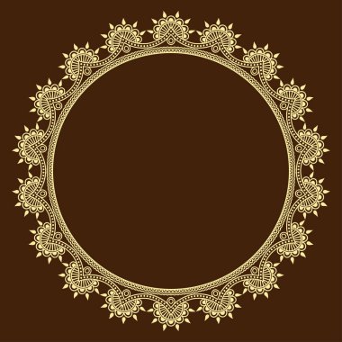 Henna, Mehndi, dövme, dekorasyon için mandala şeklinde dairesel desen. Etnik doğu tarzında dekoratif süs. Boyama kitabı sayfası.