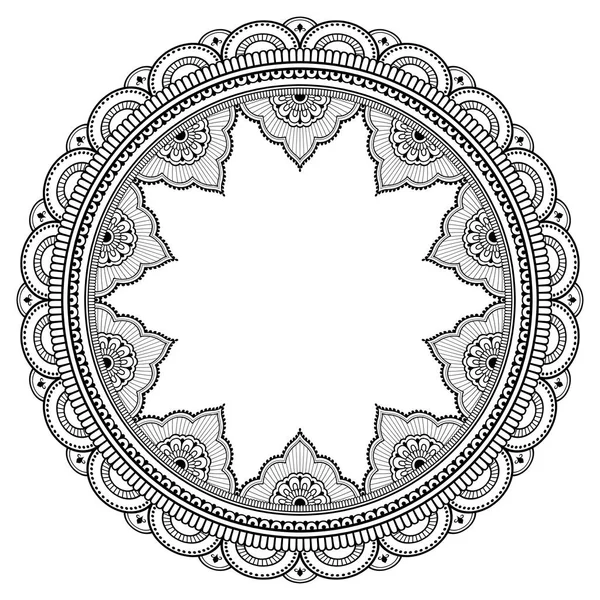 Henna Mehndi Dövme Dekorasyon Için Mandala Şeklinde Dairesel Desen Etnik — Stok Vektör