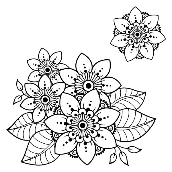 Ensemble Motif Fleurs Mehndi Pour Dessin Henné Tatouage Décoration Orientale — Image vectorielle