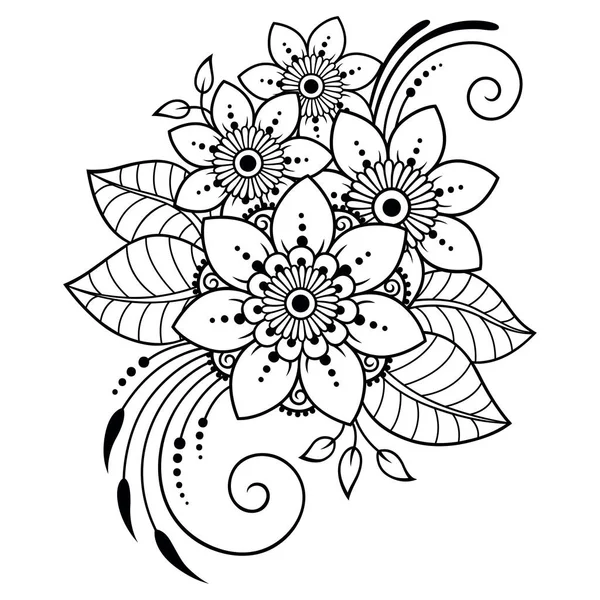 Padrão Flor Mehndi Para Desenho Tatuagem Henna Decoração Estilo Étnico — Vetor de Stock